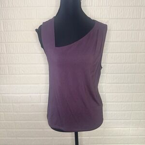 NWT‎ EVEREVE Women's Purple Eggplant Sleeveless Asymmetrical Tank Top Shirt Sz L